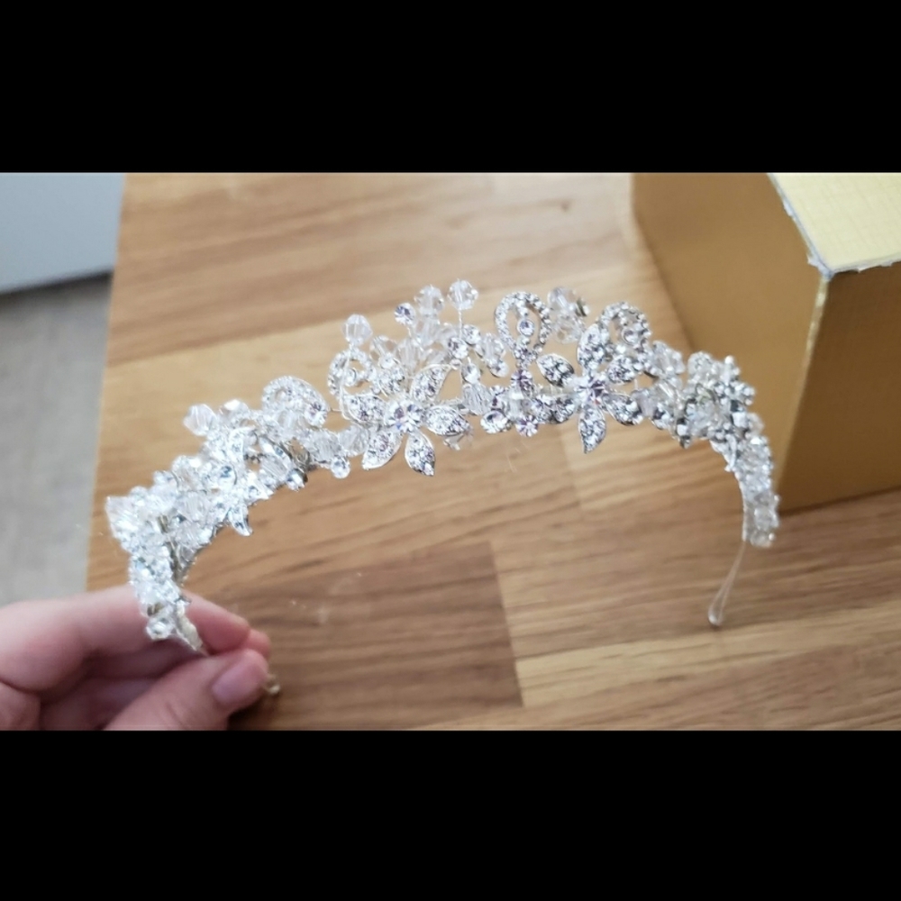 One of a kind silver wedding head band